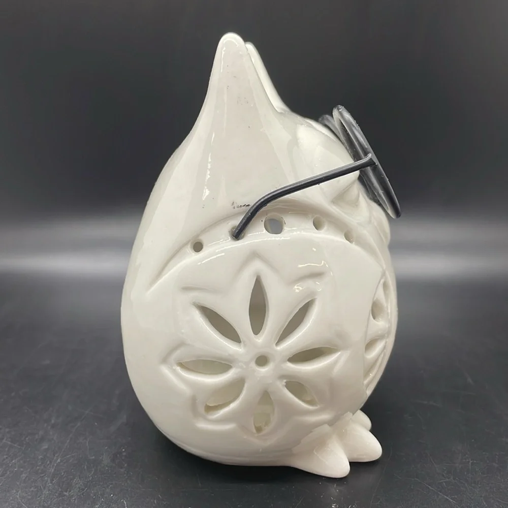 NWT Vintage Pier 1 Wise pointy ear Owl Glasses Tea Light Candle Holder